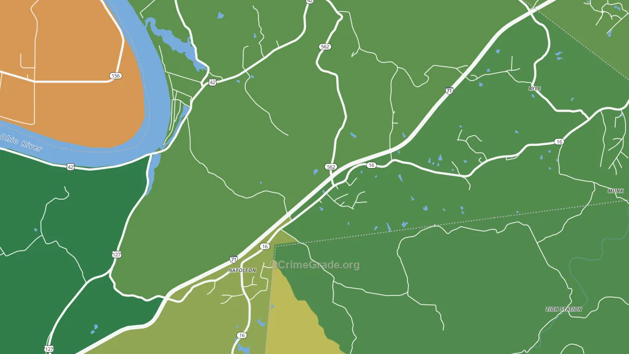Napoleon, KY Map of Robbery Rates
