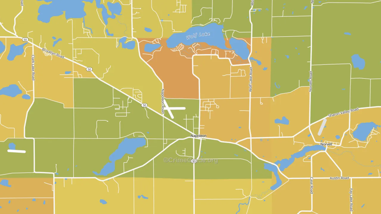 Napoleon, MI Map of Robbery Rates