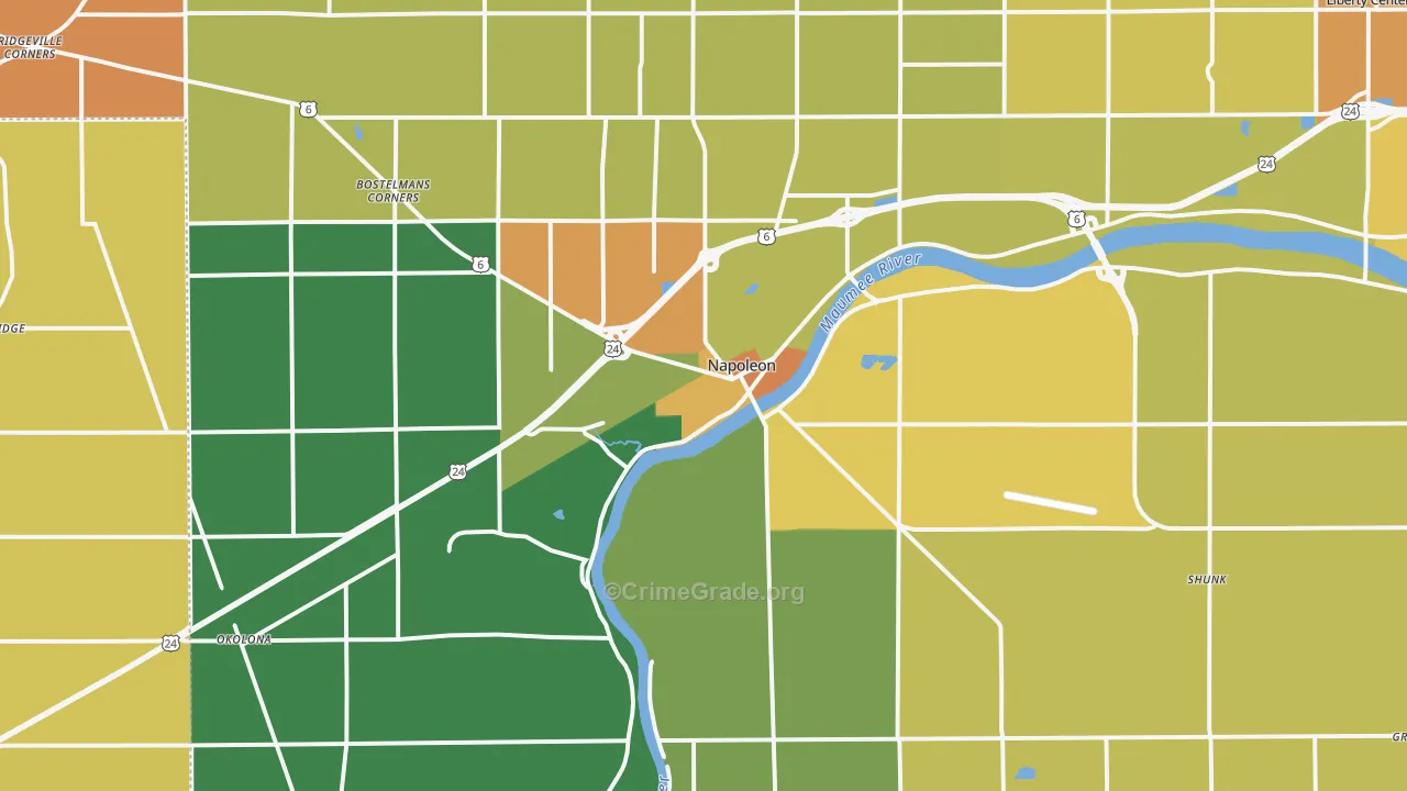Napoleon, OH Map of Robbery Rates
