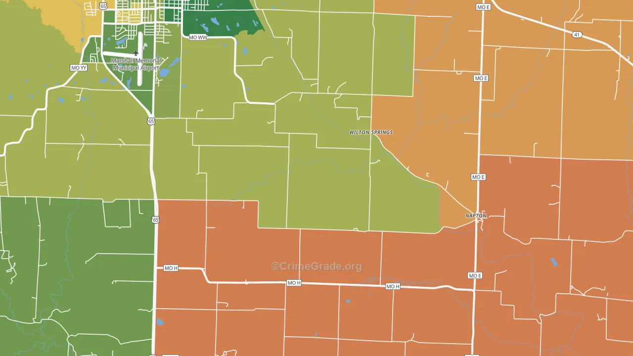 Napton, MO Map of Robbery Rates
