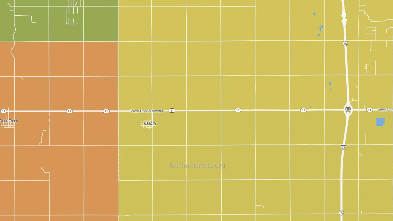 Nardin, OK Map of Robbery Rates