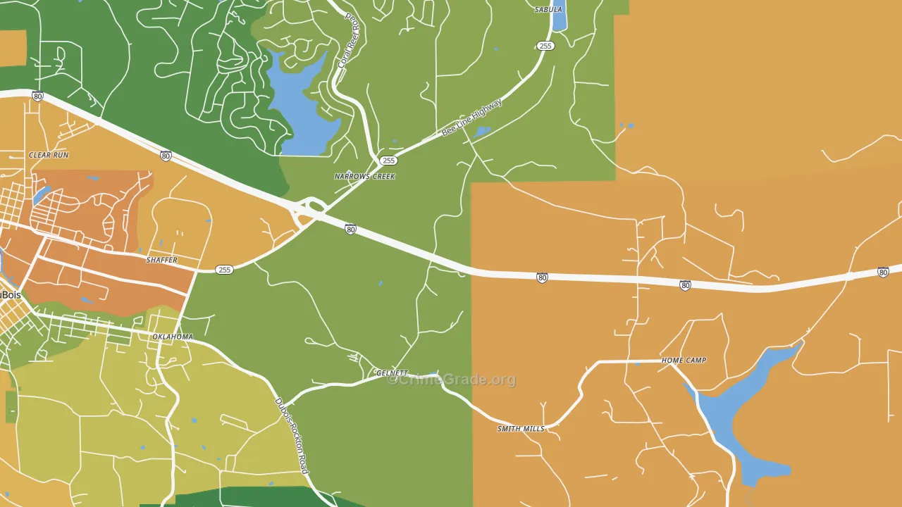Narrows Creek, PA Map of Robbery Rates