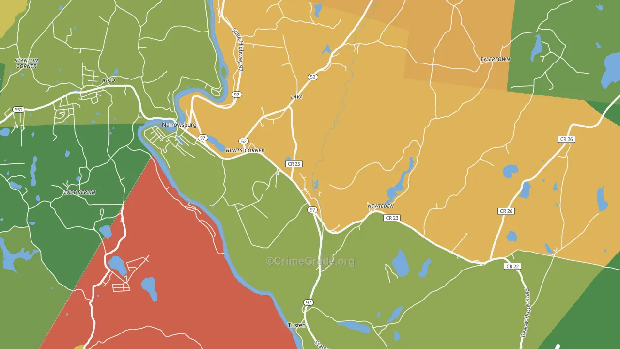 Narrowsburg, NY Map of Robbery Rates