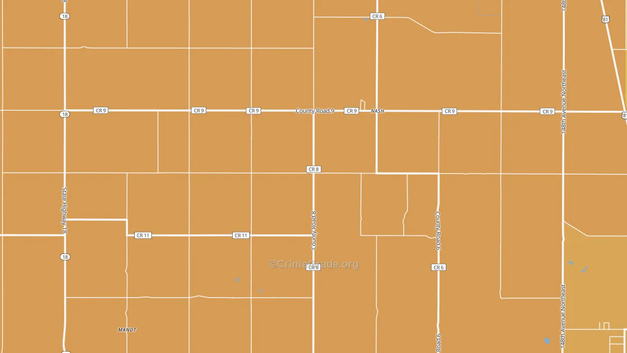 Nash, ND Map of Robbery Rates
