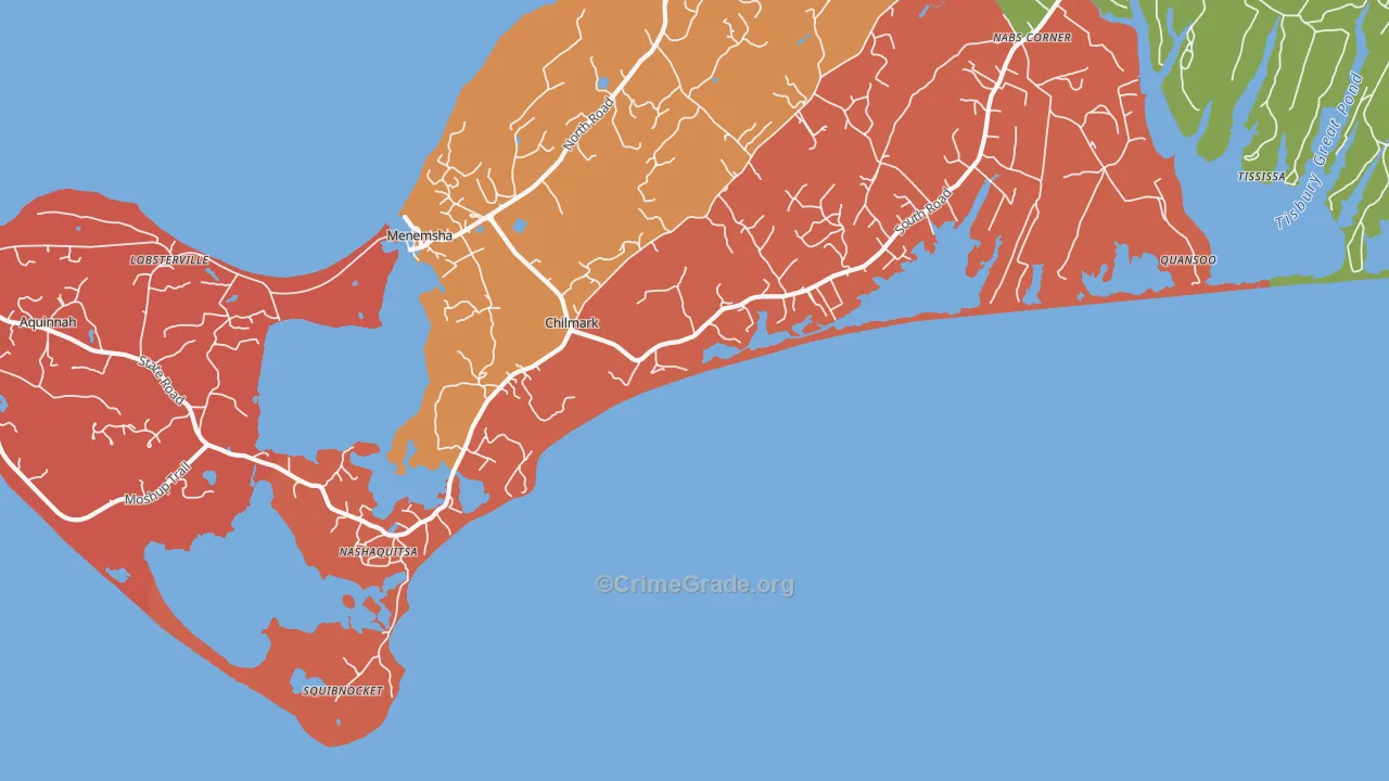 Nashaquitsa, MA Map of Robbery Rates