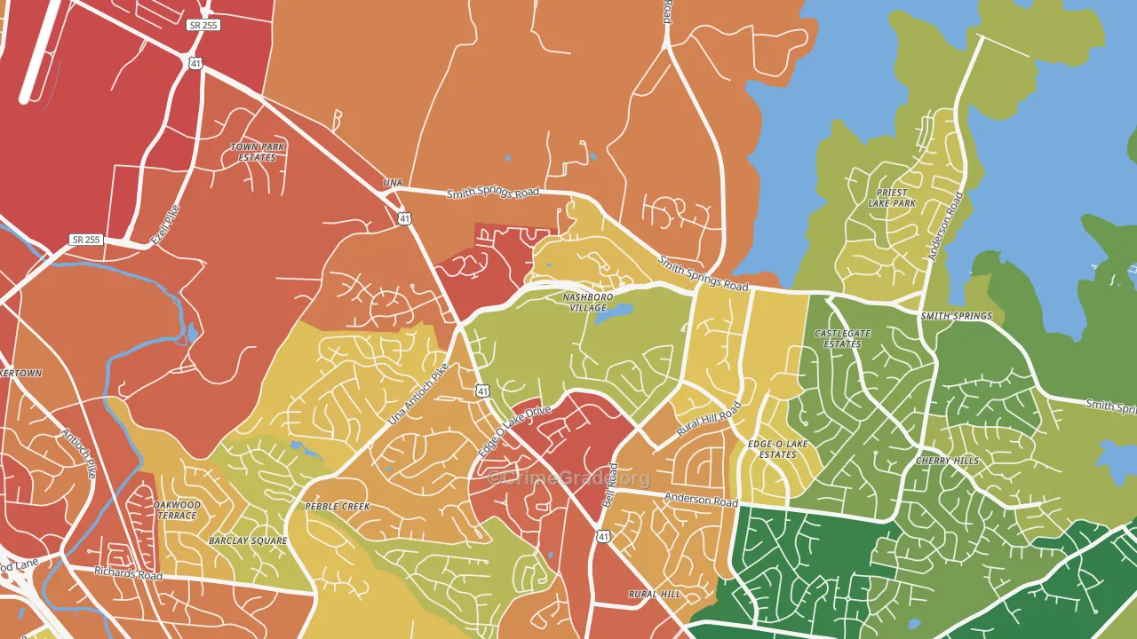 Nashboro Village, Nashville, TN Map of Robbery Rates