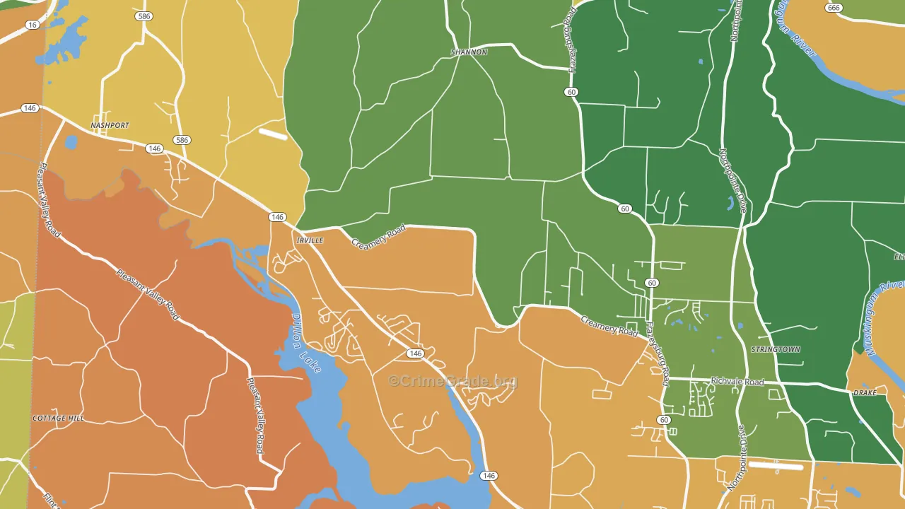 Nashport, OH Map of Robbery Rates