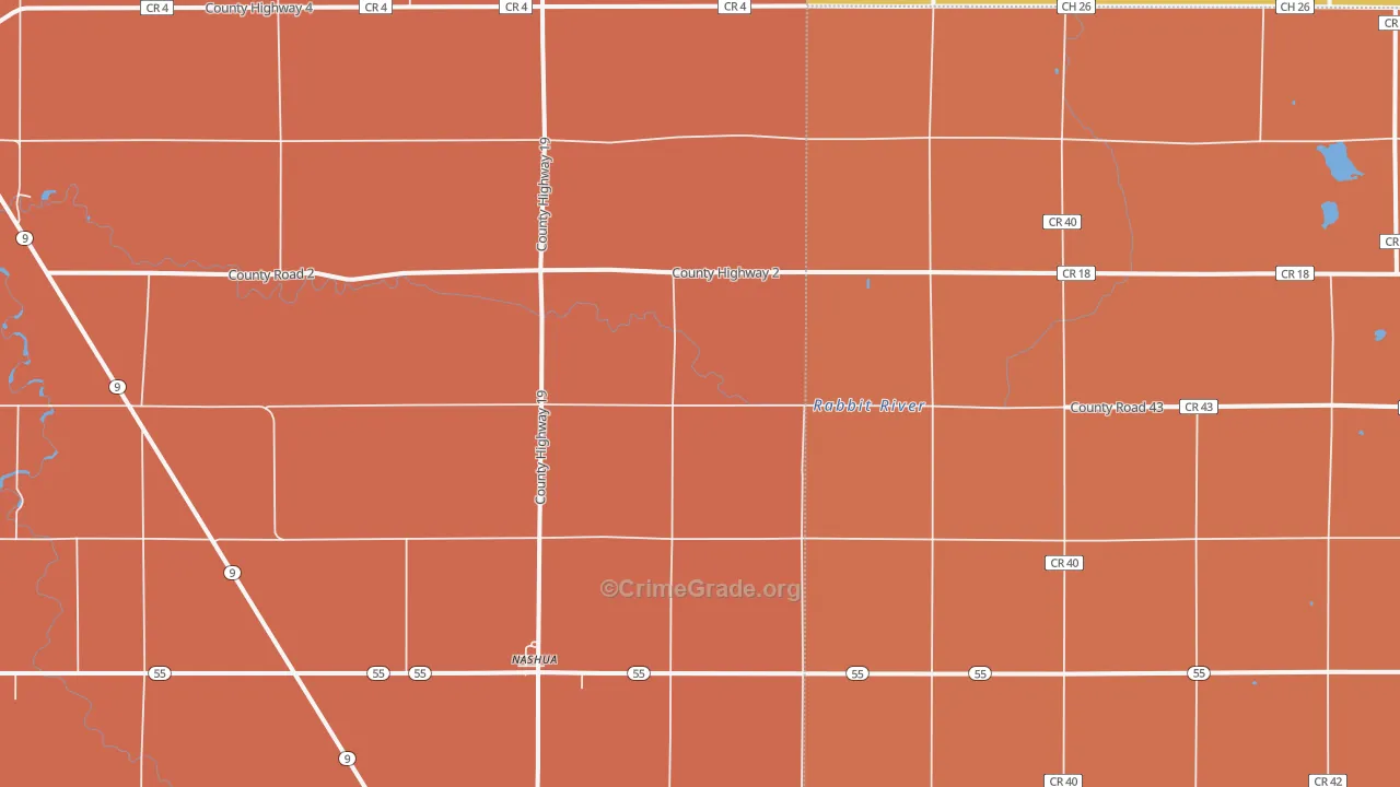 Nashua, MN Map of Robbery Rates