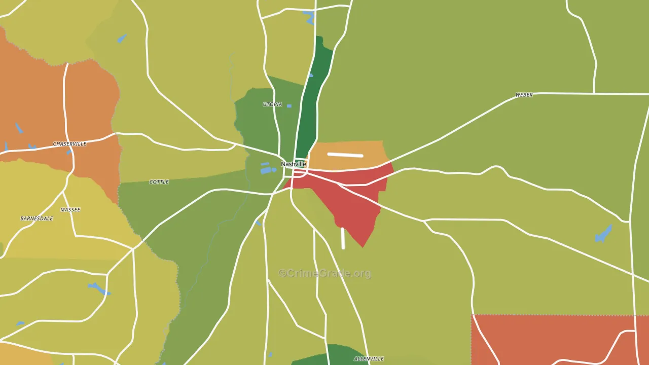 Nashville, GA Map of Robbery Rates