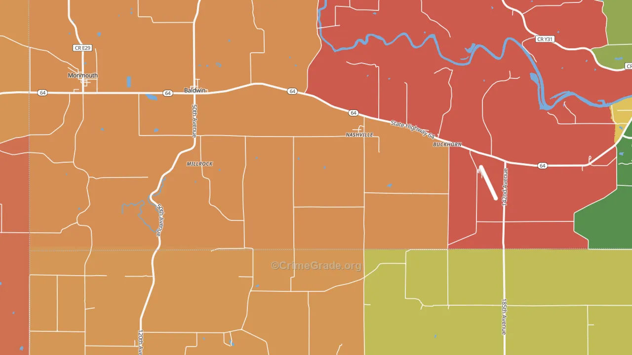 Nashville, IA Map of Robbery Rates