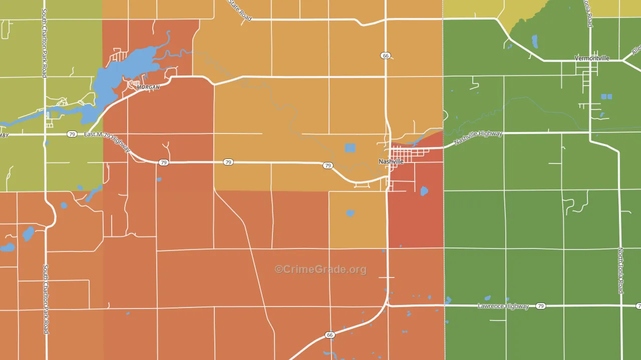 Nashville, MI Map of Robbery Rates