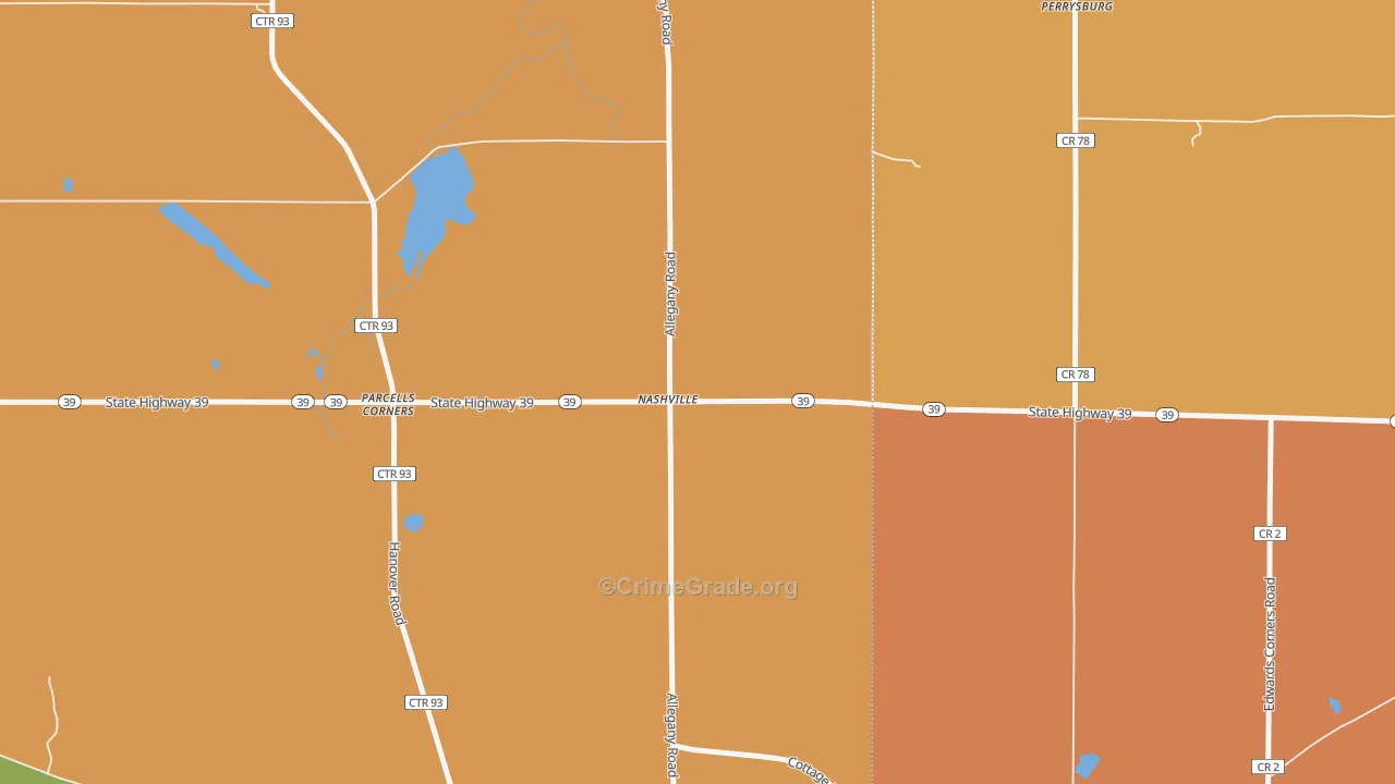 Nashville, NY Map of Robbery Rates
