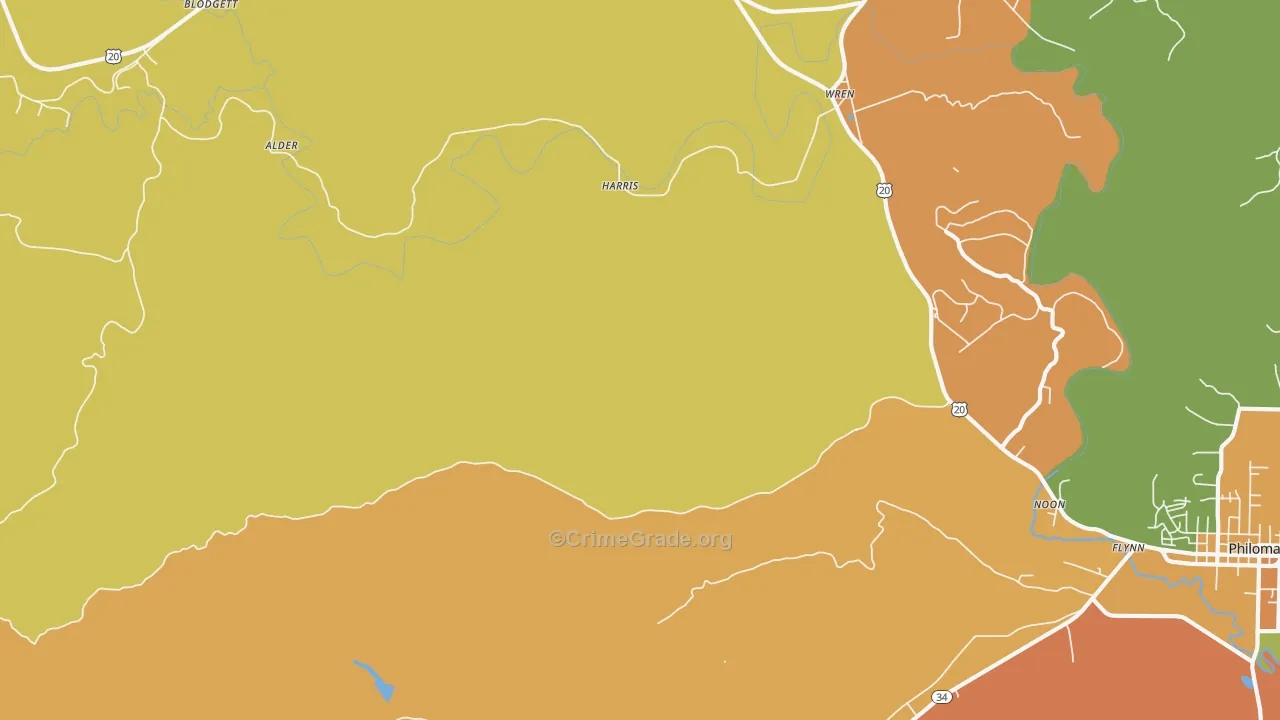 Nashville, OR Map of Robbery Rates