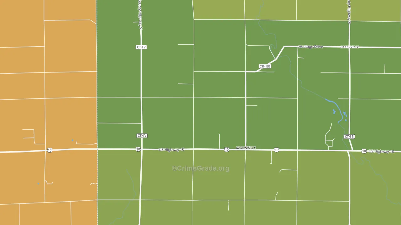 Nasonville, WI Map of Robbery Rates