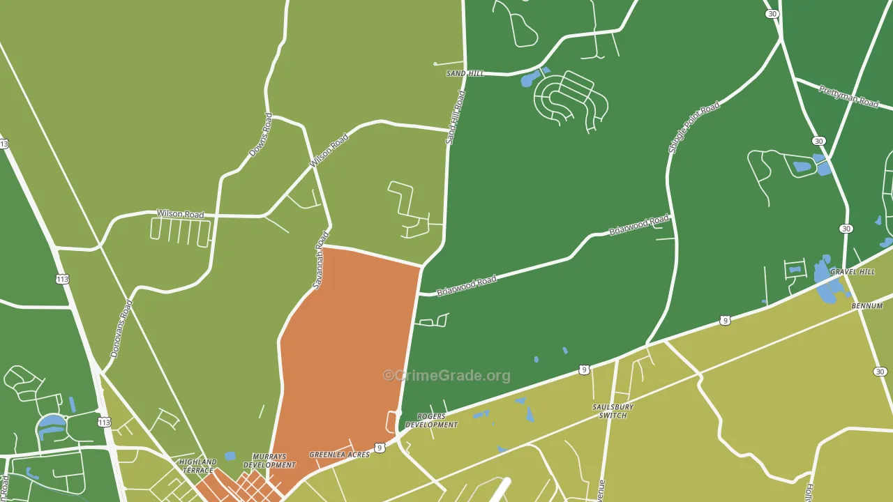 Nassau, DE Map of Robbery Rates