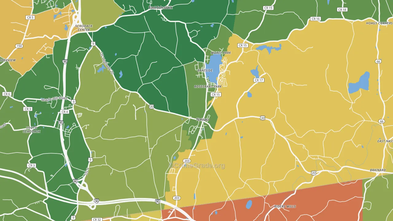 Nassau, NY Map of Robbery Rates