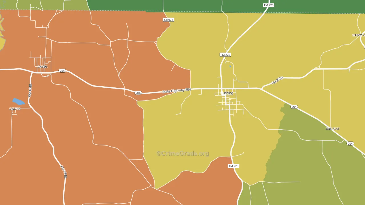 Nat, TX Map of Robbery Rates