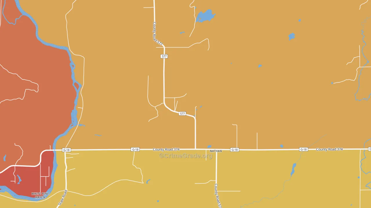 Nathan, MI Map of Robbery Rates
