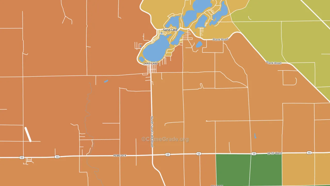 National City, MI Map of Robbery Rates