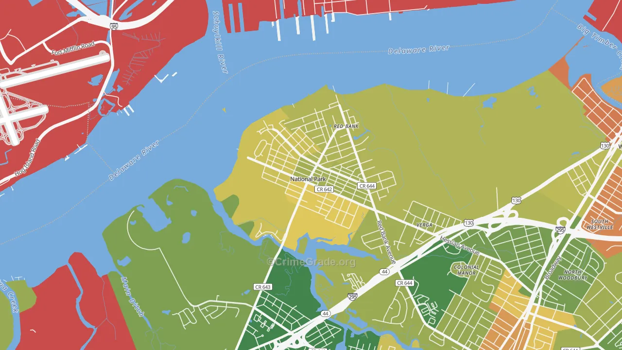 National Park, NJ Map of Robbery Rates