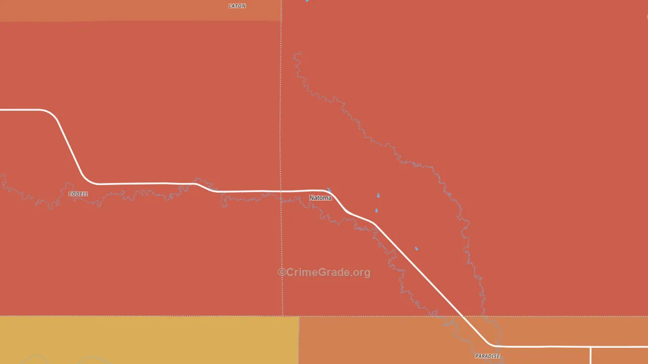 Natoma, KS Map of Robbery Rates