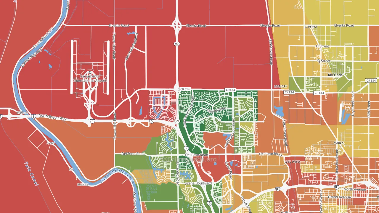 Natomas Creek, Sacramento, CA Map of Robbery Rates