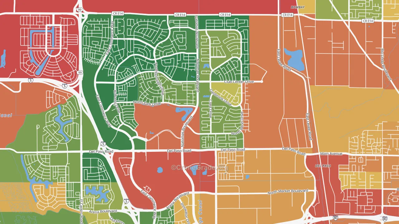 Natomas Park, Sacramento, CA Map of Robbery Rates