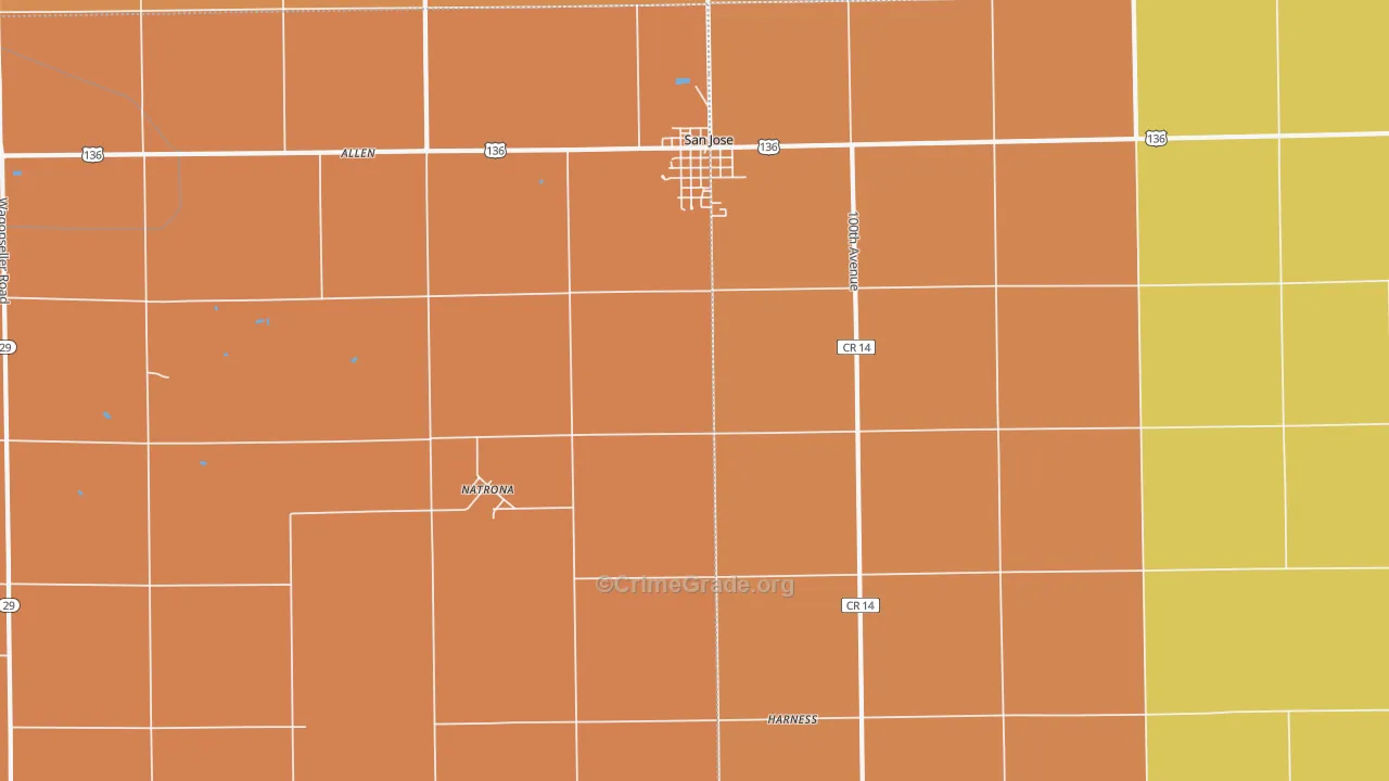 Natrona, IL Map of Robbery Rates