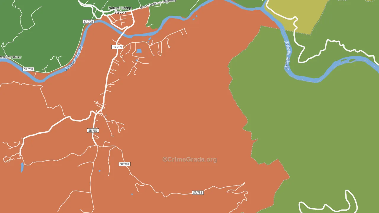 Naturl Br Sta, VA Map of Robbery Rates