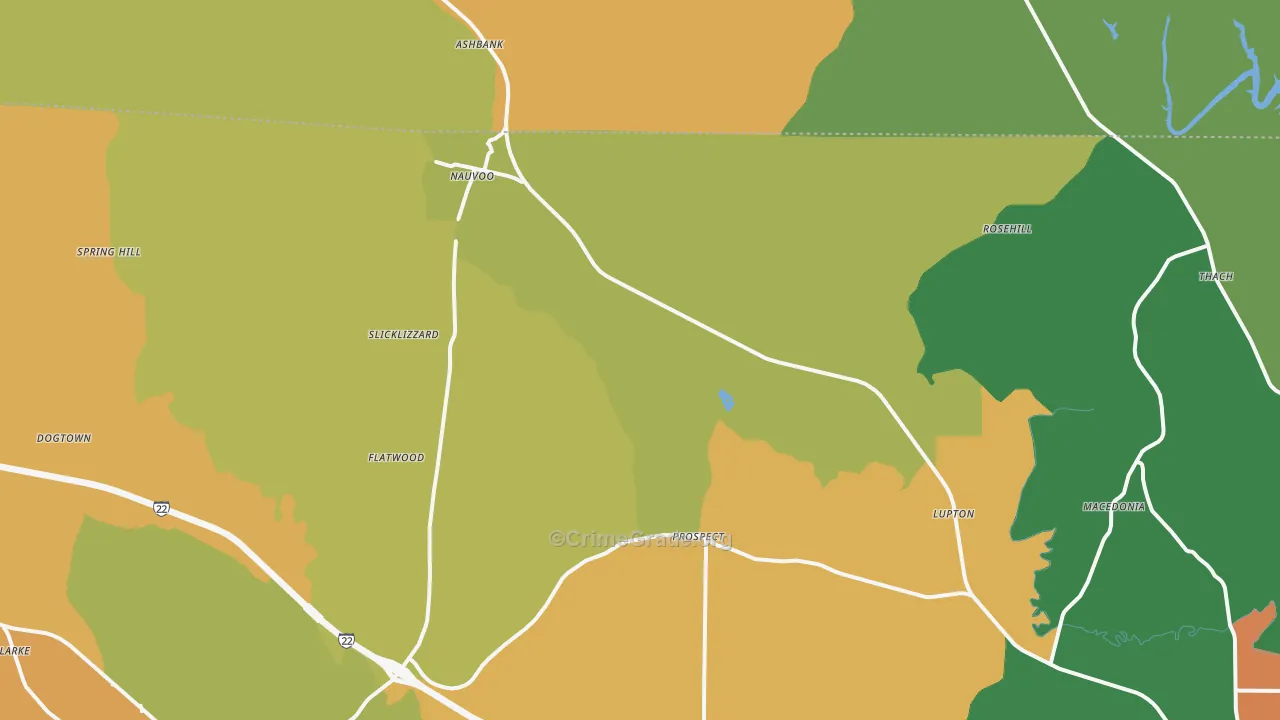 Nauvoo, AL Map of Robbery Rates