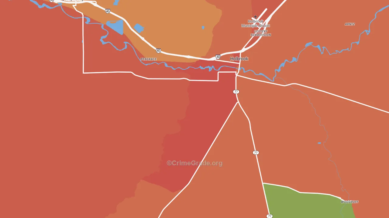 Navajo County, AZ Map of Robbery Rates