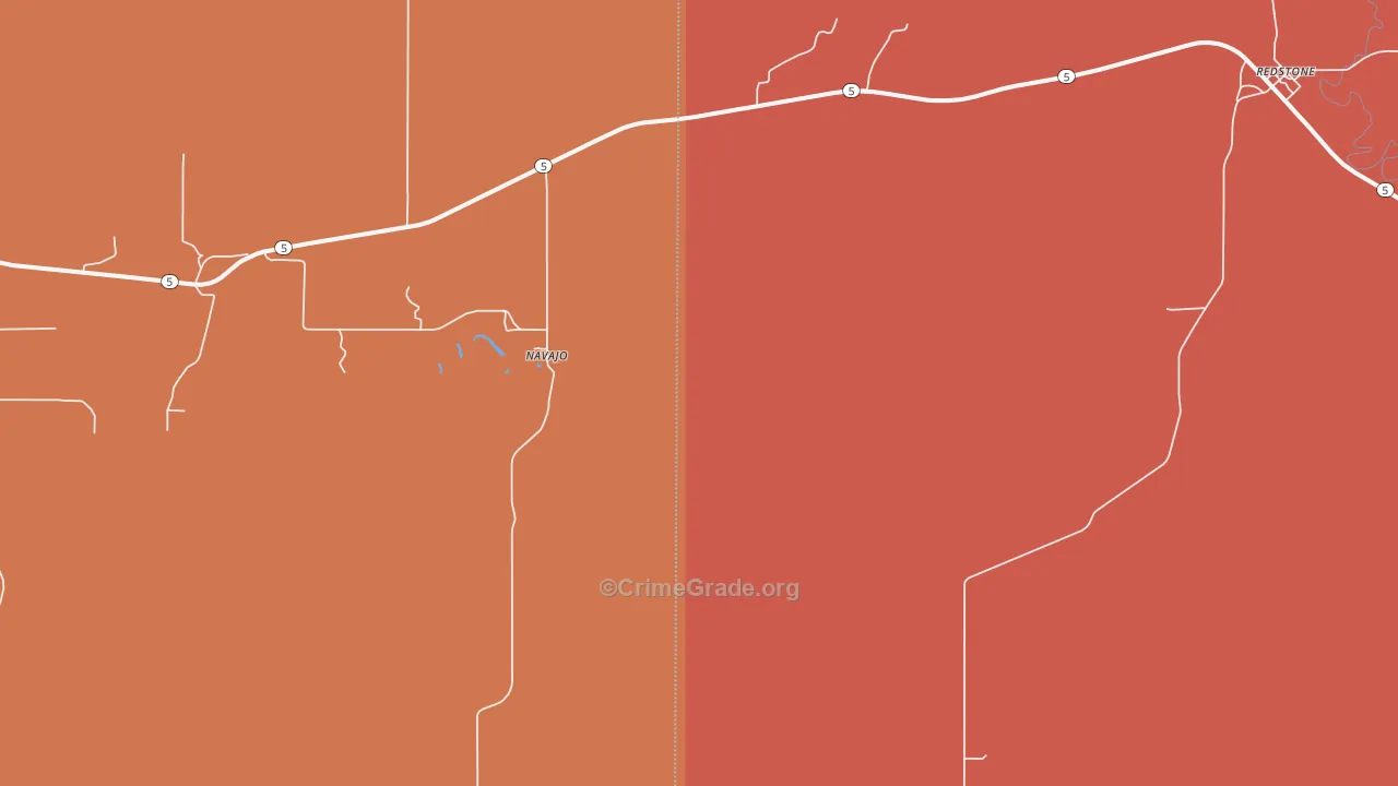 Navajo, MT Map of Robbery Rates