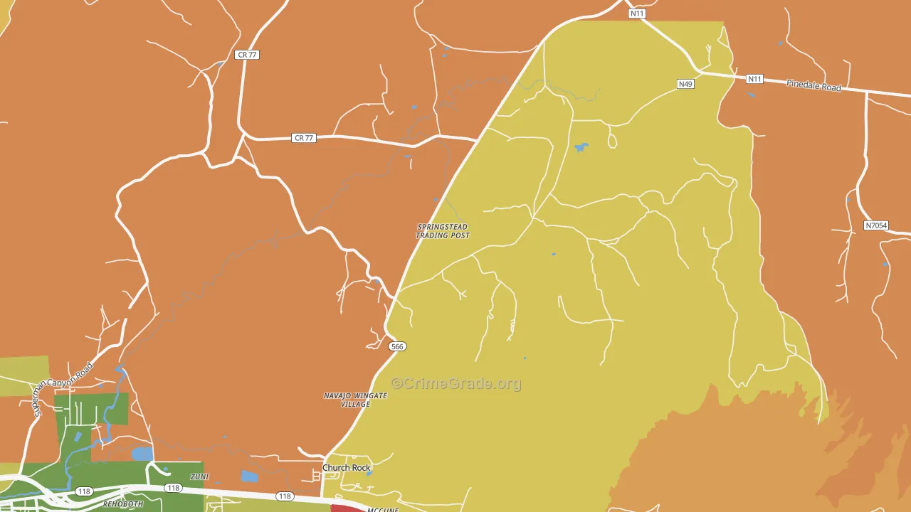 Navajo Wingate Village, NM Map of Robbery Rates