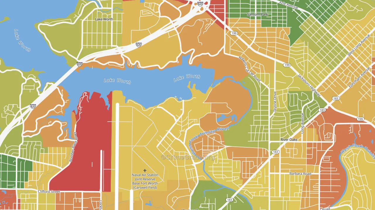 Naval Air Station JRB, TX Map of Robbery Rates