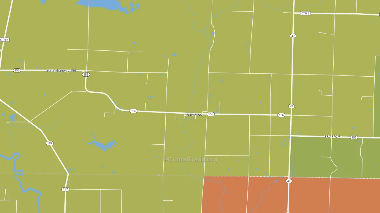 Navarino, WI Map of Robbery Rates