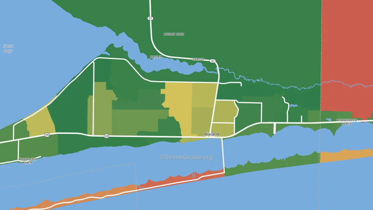 Navarre, FL Map of Robbery Rates
