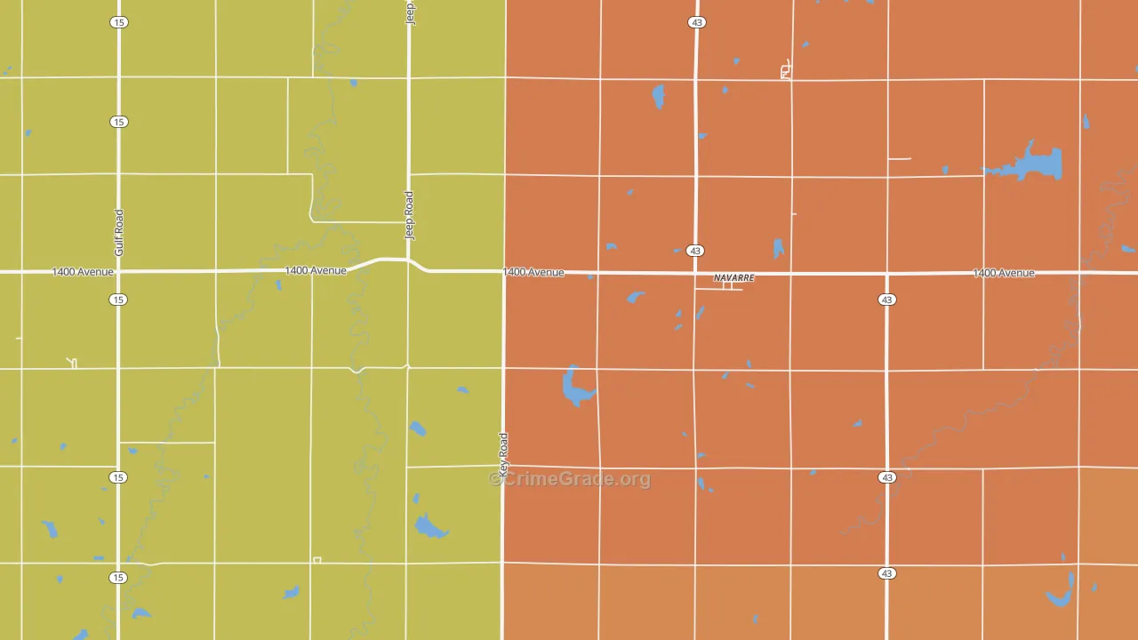 Navarre, KS Map of Robbery Rates