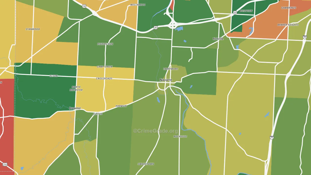 Navarre, OH Map of Robbery Rates