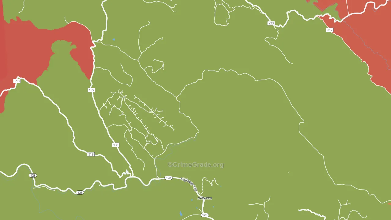 Navarro, CA Map of Robbery Rates