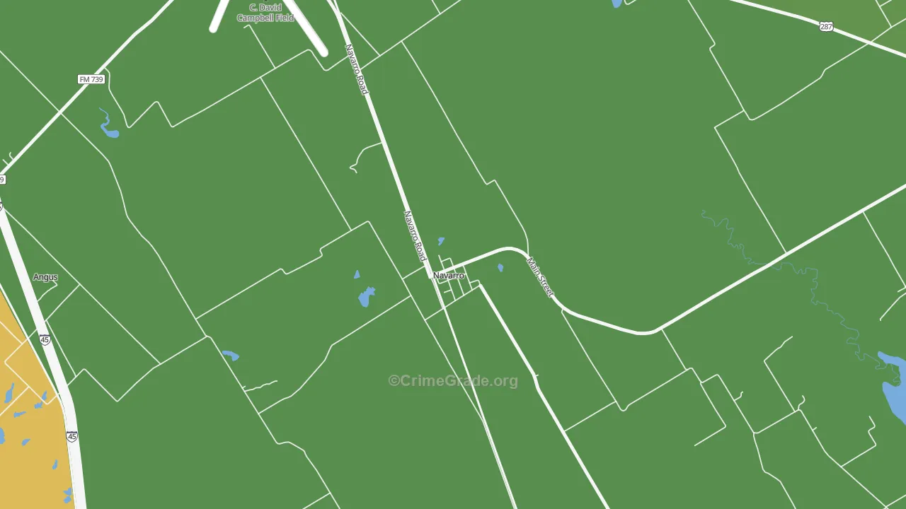 Navarro, TX Map of Robbery Rates