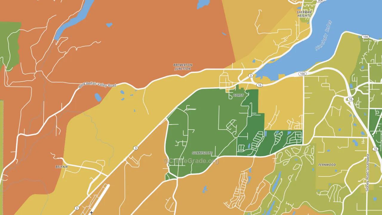 Navy Yard City, WA Map of Robbery Rates