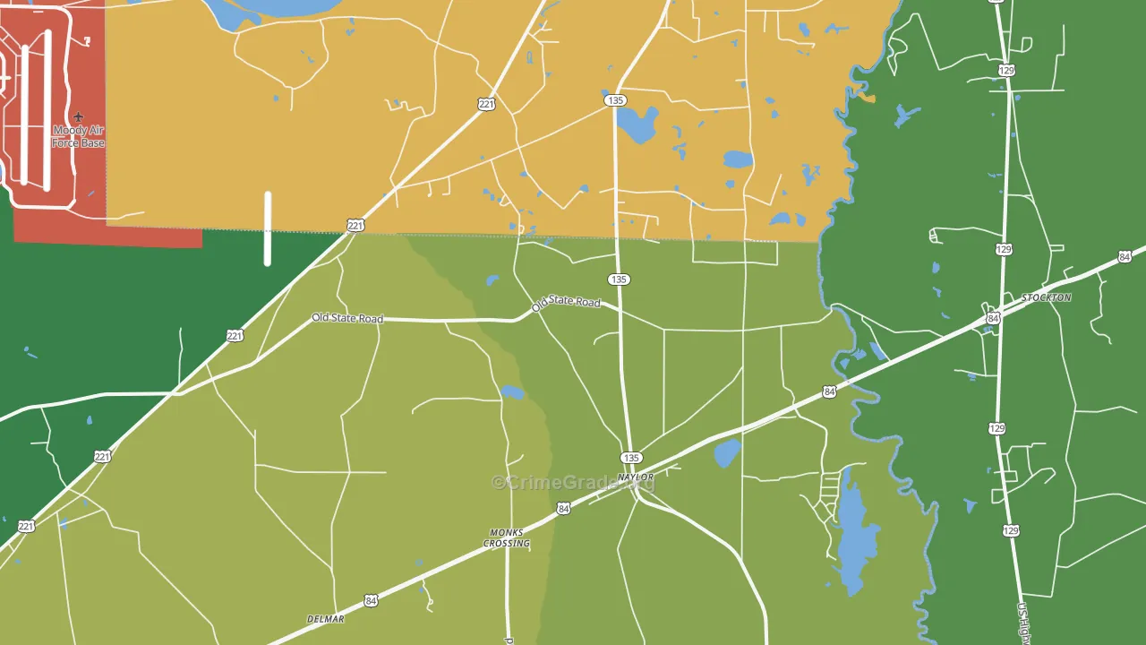 Naylor, GA Map of Robbery Rates