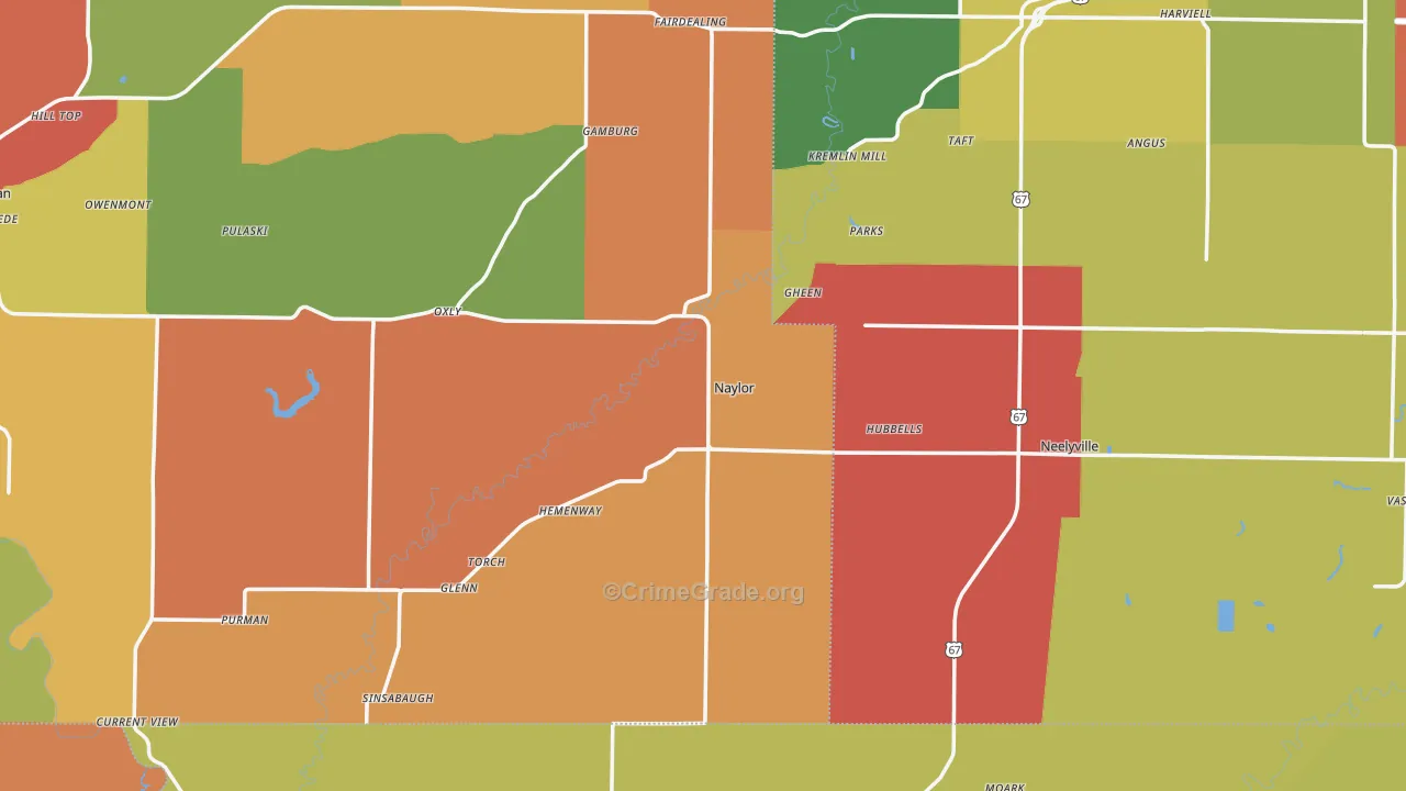 Naylor, MO Map of Robbery Rates