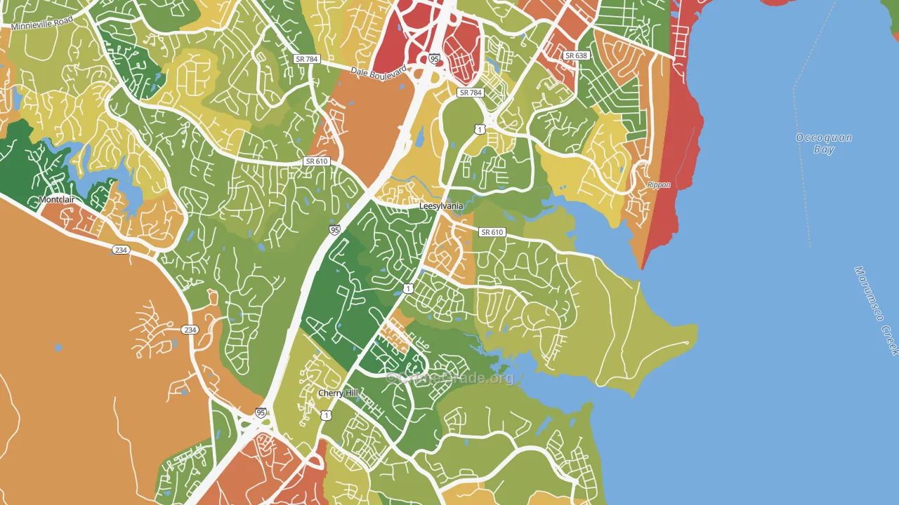 Neabsco, VA Map of Robbery Rates