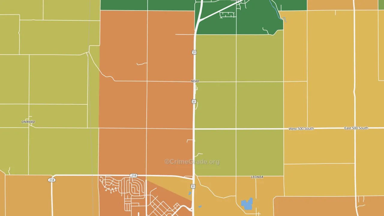 Nead, IN Map of Robbery Rates