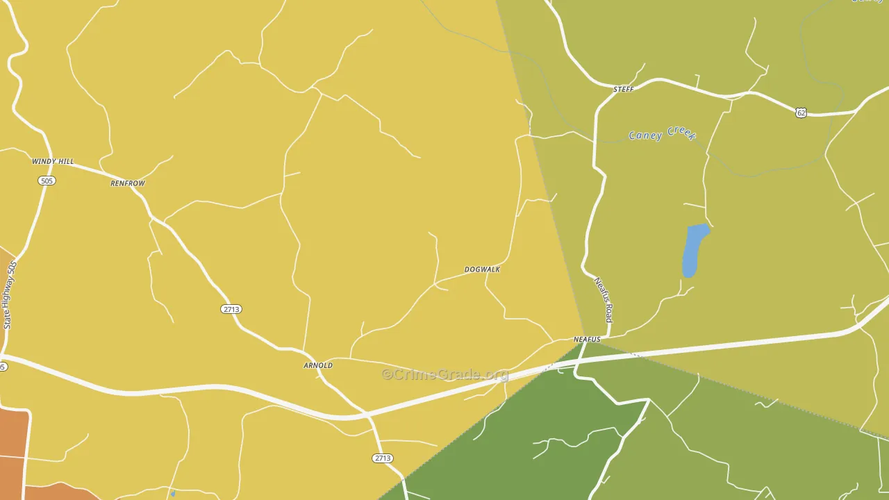 Neafus, KY Map of Robbery Rates