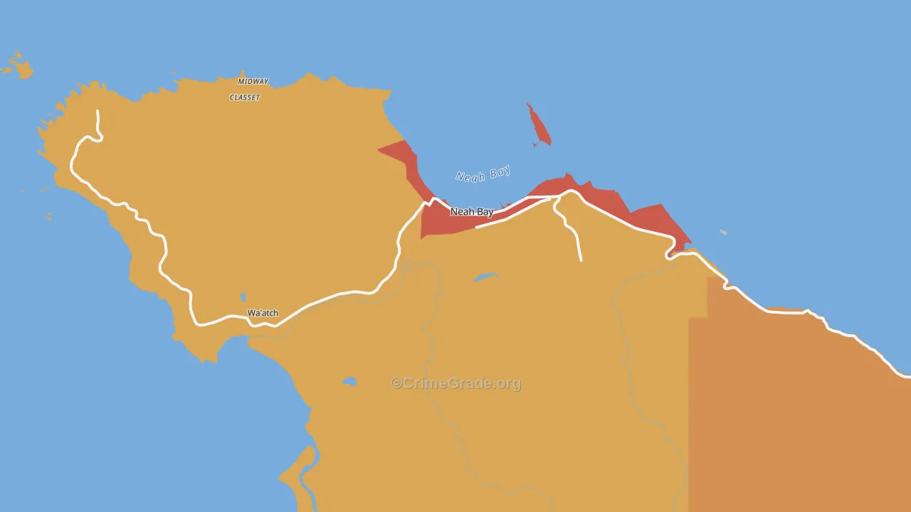 Neah Bay, WA Map of Robbery Rates