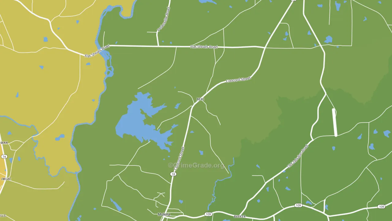 Neal, GA Map of Robbery Rates