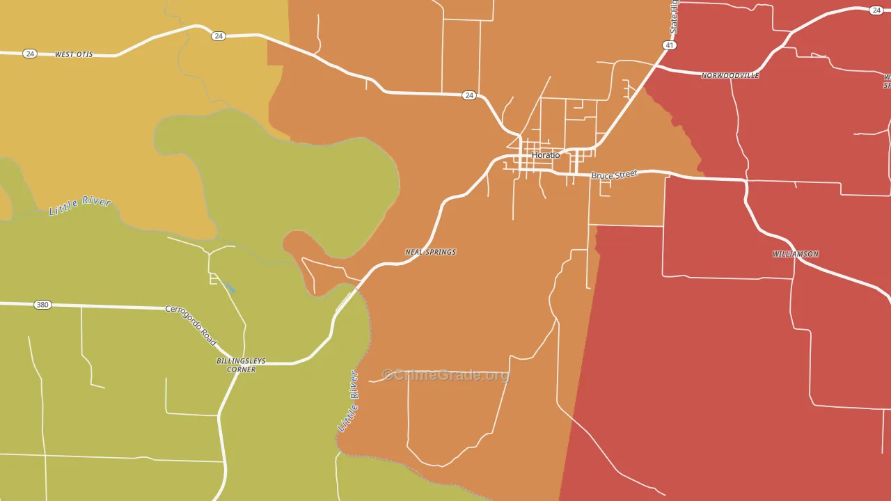 Neal Springs, AR Map of Robbery Rates