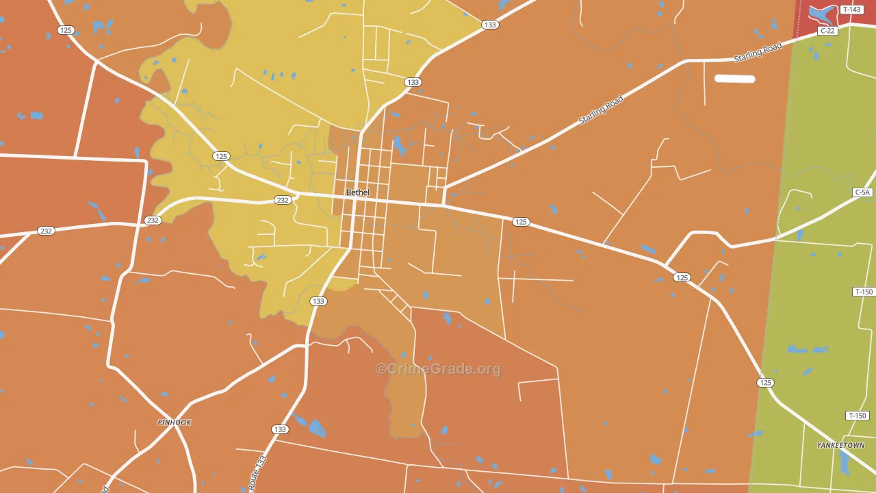 Neals Corner, OH Map of Robbery Rates